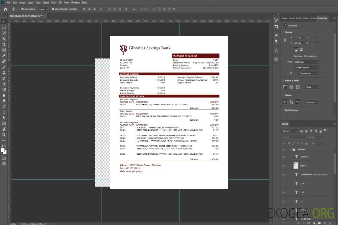 Relevé de la Gibraltar Savings Bank scr template Relevé de la Gibraltar Savings Bank scr template